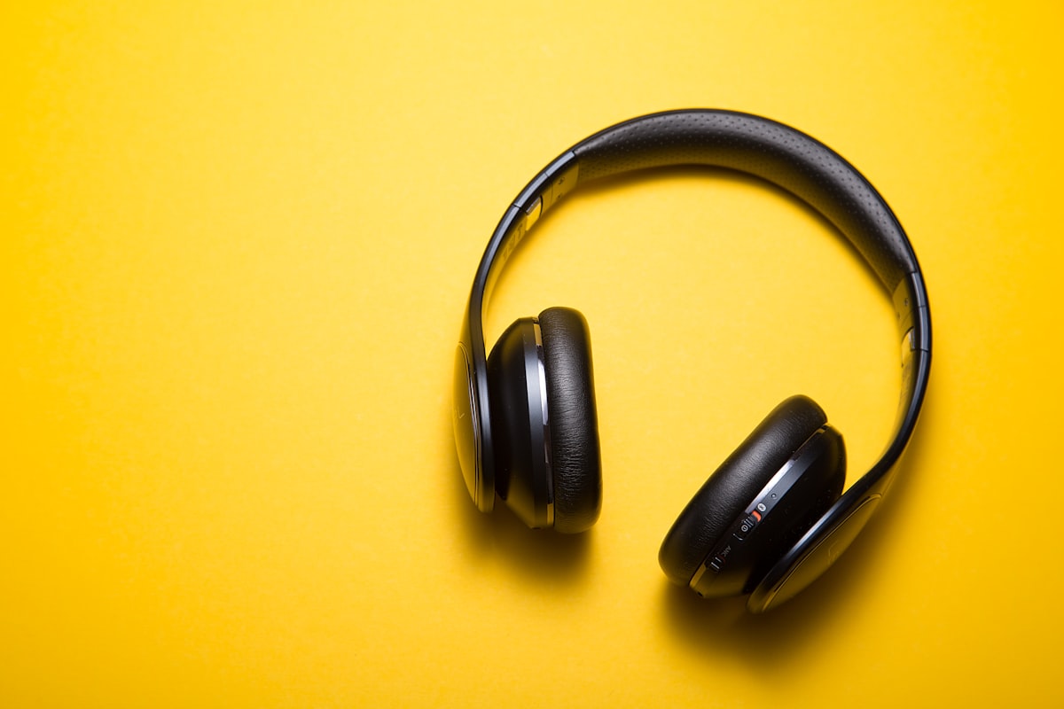Person wearing headphones for hearing test